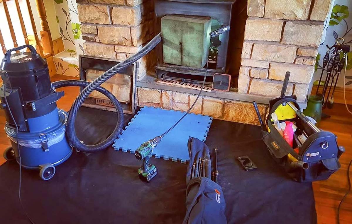 Living room protected before sweeping